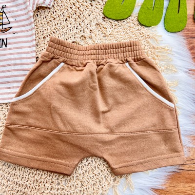 Conj. Camiseta Captain e Bermuda em Moletinho - Ferrugem